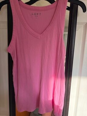 LOFT Bright Pink V-Neck Sleeveless Tank large